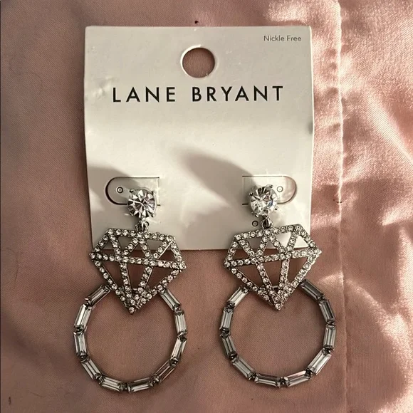 Lane Bryant Silver Diamond Bridal Earrings - Picture 1 of 1